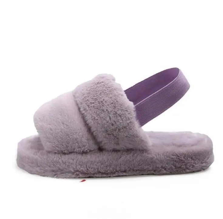 

Furry Slippers Fur Slides For Women Faux Fur Sliders Indoor Shoes Woman Strap Shoes Female Casual Home Flat Winter Footwear
