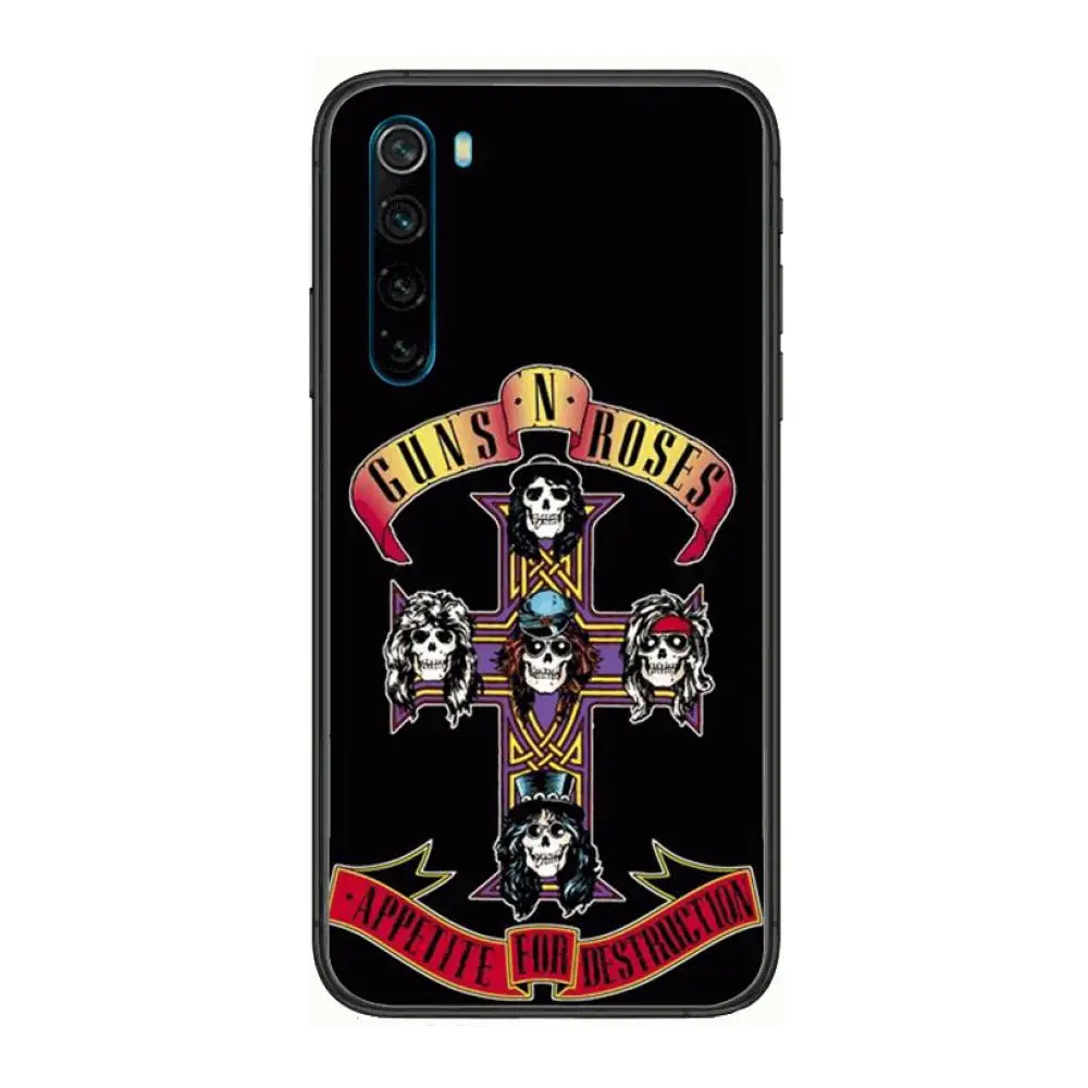 

armas de rocha roses cartoon Phone Case For XiaoMi Redmi Note 9S 8 7 6 5 A Pro T Y1 Anime Black Cover Silicone Back Pretty