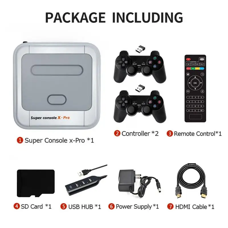 

64/128/256GB Super Console X-PRO Video Game Console Game Retro With Emulators Wireless Built-in Console 50 Controllers U4A1