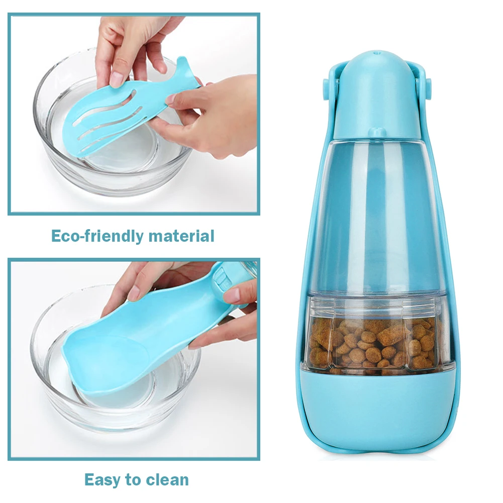 

Portable 2 in 1 Dog Water Bottle Feeding Bowl Outdoor Travel Puppy Cat Drinking Feeder Dispenser for Small Dogs Pet Product