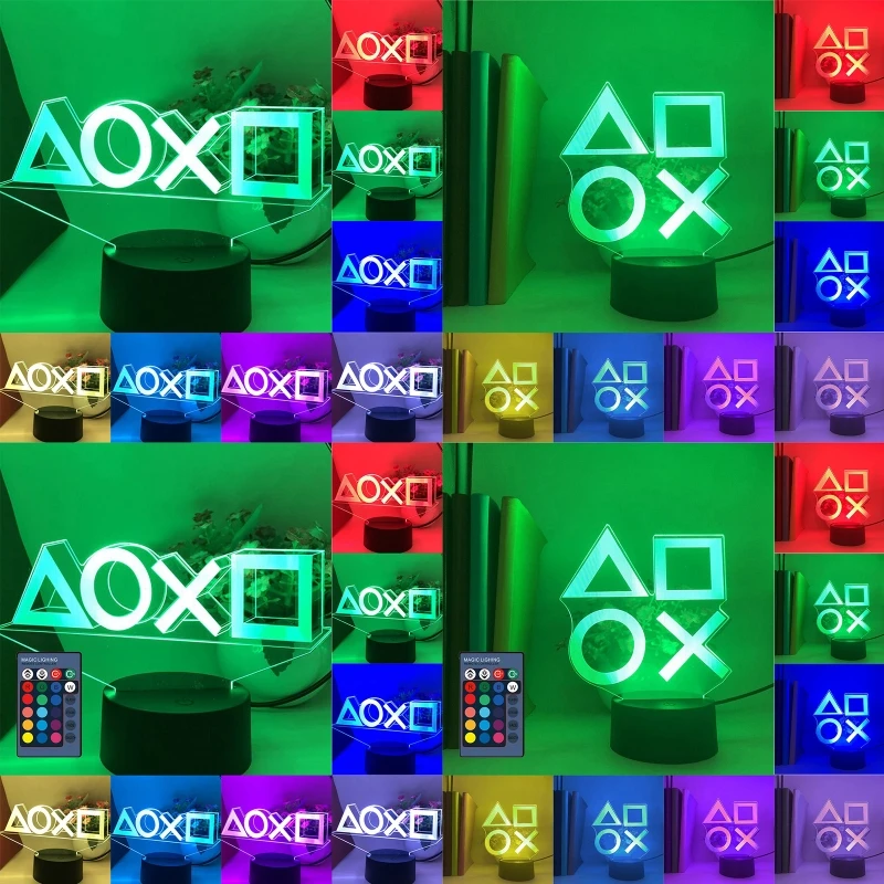 

Creative 3D Illusion Game Icon Atmosphere Neon LED Night Light Dimmable Bar Club 35ED