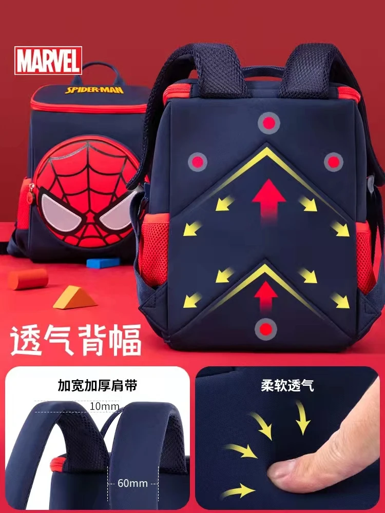 Disney Spider Kindergarten Backpack For Boys Spider Man Student Shoulder Orthopedic School Bag Large Capacity Kids Gifts Mochila