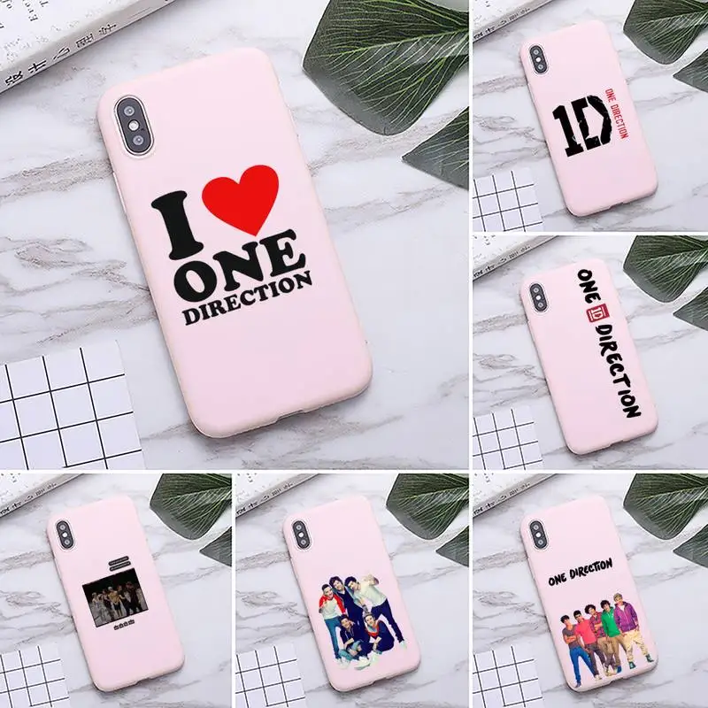 

One Direction 1D Music Group Phone Case for iPhone 11 Pro Max X XR XS 8 7 6s Plus Matte Candy Pink Silicone Cases