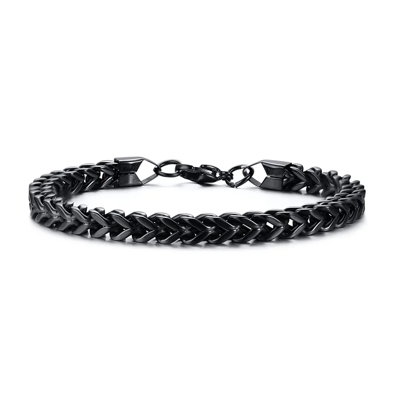 2019 New Stylish Hip Hop Fashion Silver/Black/gold color Rhombic Stainless Steel Link Chain Bracelet For male Jewelry gift | Украшения и