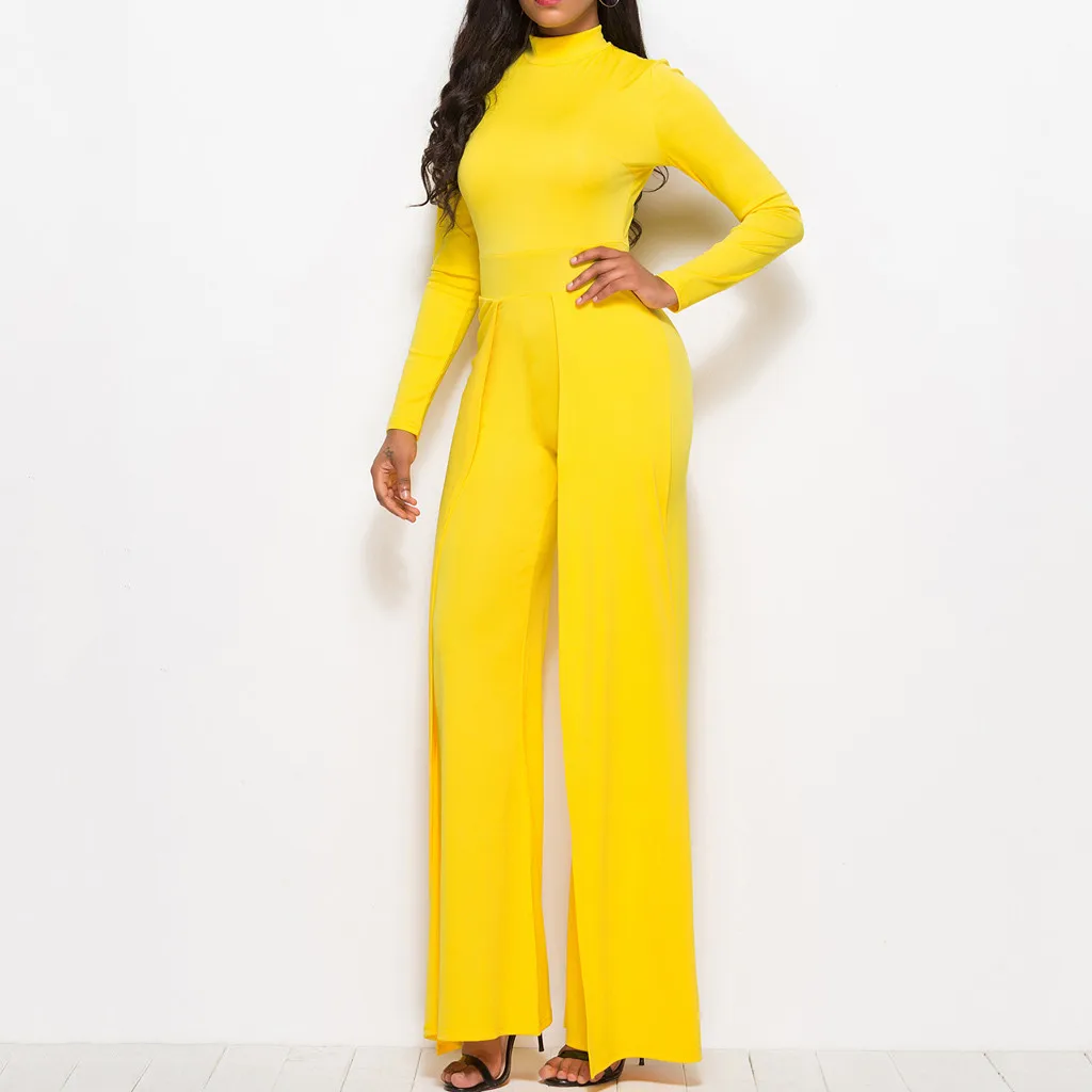 Комбинезоны для женщин офисный комбинезон с широкими штанинами однотонный