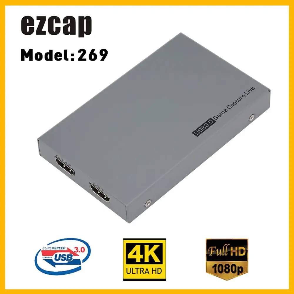 Коробка захвата видеоигр ezcap269 1080P HD для поддержки живого видео 4K вход и выход