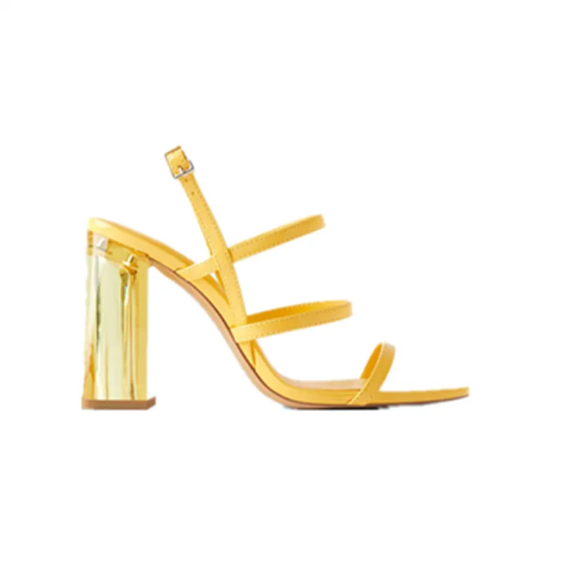 

women's shoes super high heel sandals YELLOW FAIRY style versatile super summer button thick heel Roman shoes