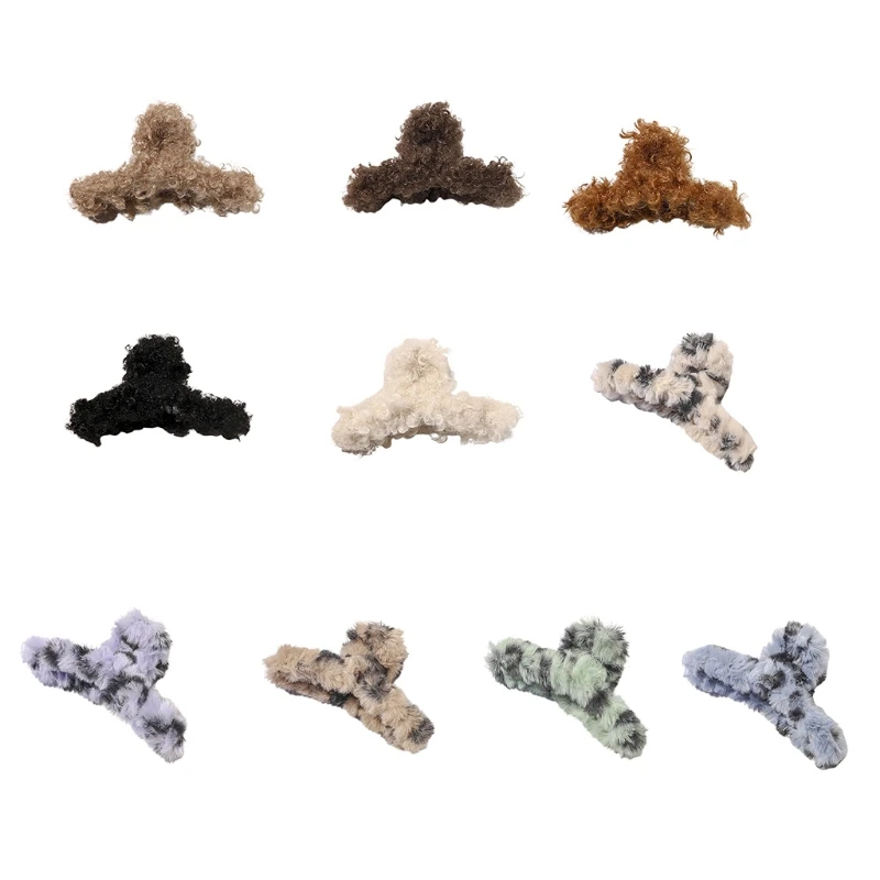 

Заколки для волос из искусственного меха, заколка с большими искусственными когтями, нескользящая леопардовая заколка для волос, прочная з...