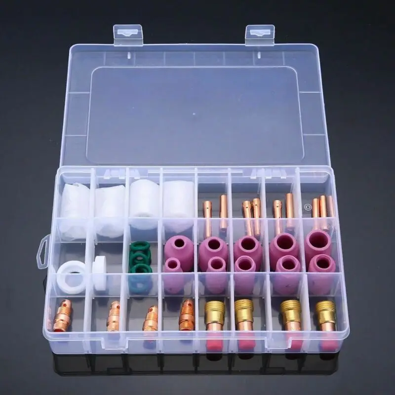 

40Pcs Welder Torch Collets Nozzle Gas Lens Pyrex Glass Cup For Tig WP-17/18/26 For Welding Glass Set For The Copper Material