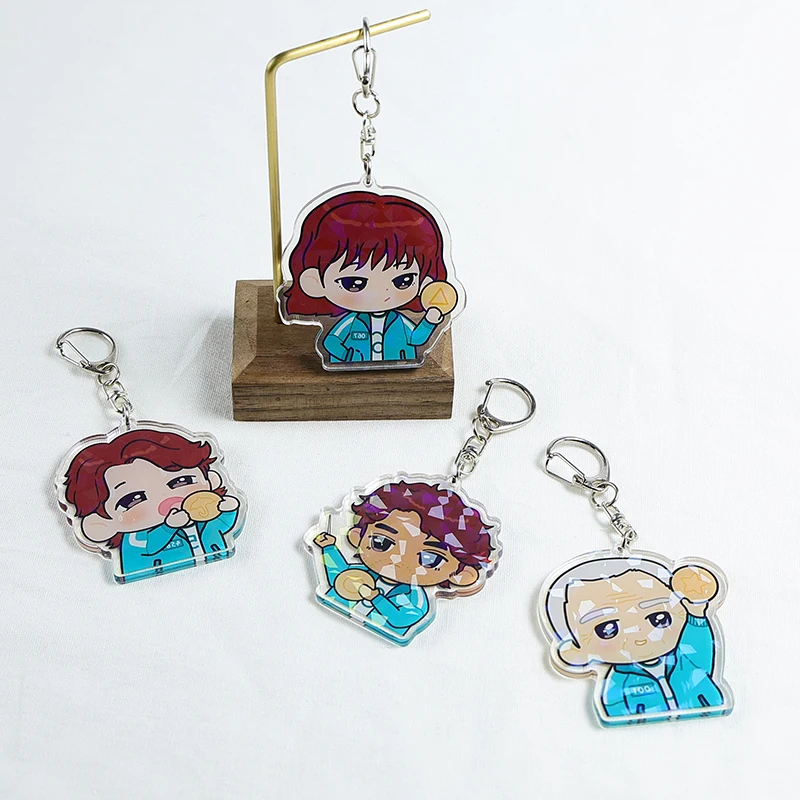 

Squid Game Keychain Keyfob Key Holder Rings Korea Style Acrylic Keyring Christmas New Year Jewelry For Women Men Gift