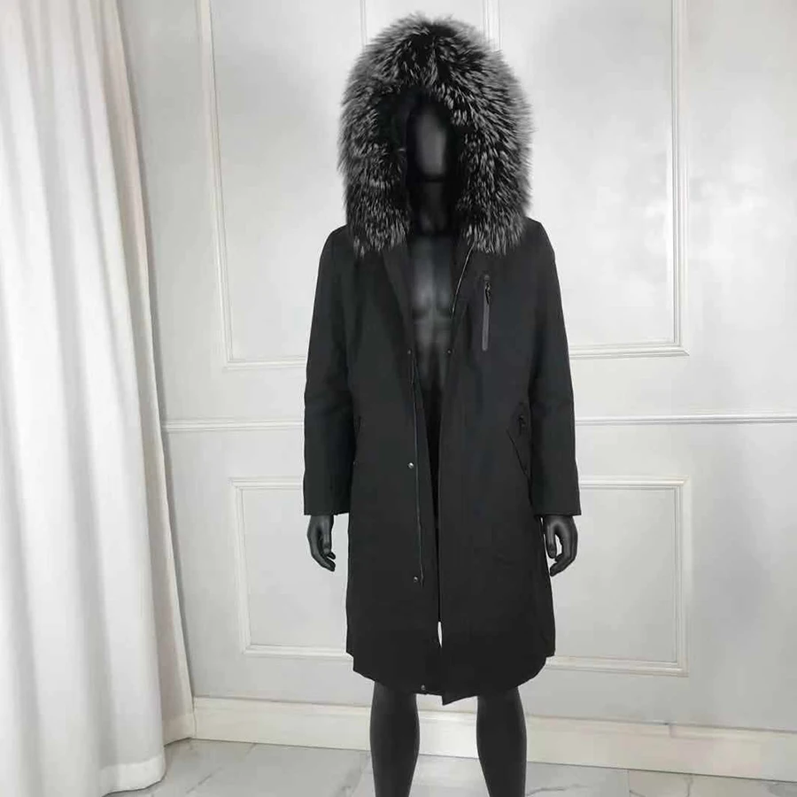 

Winter Jackets Coat Male Long Real Fur Parkas Natural Rabbit Fur Liner Outwear High Quality Casual Fashion Fur Parkas