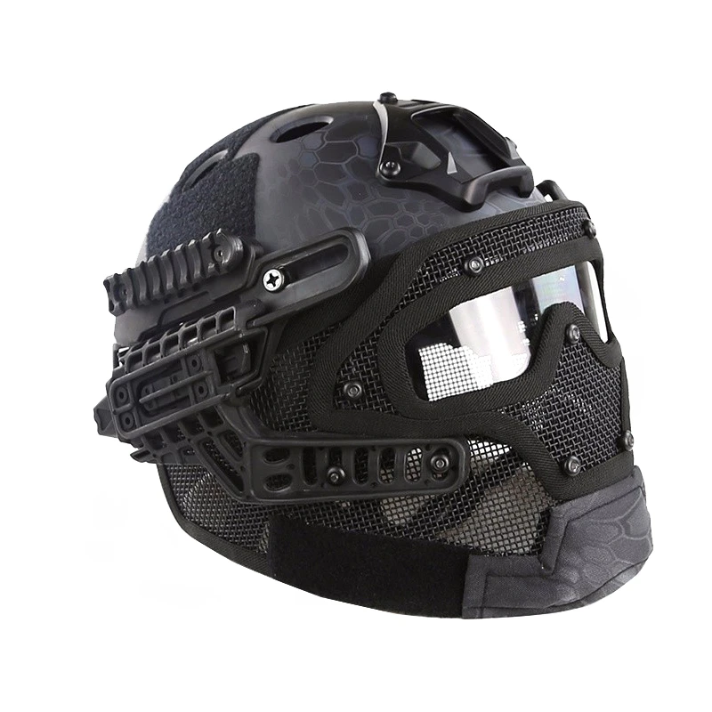 

Tactical G4 System Fast Helmet PJ Type Full Face Protective PC Lens Steel Mesh Wargame Combat Wargame Paintball Accessories