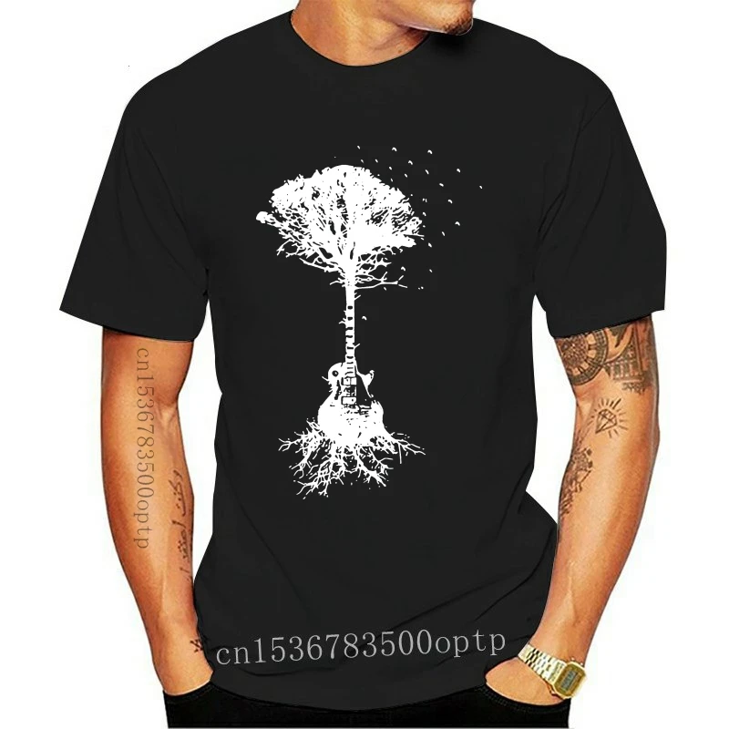 

Новинка, футболка с изображением гитары и дерева, музыкальные подарки для гитаристов, футболки для кемпинга, мужские музыкальные футболки д...