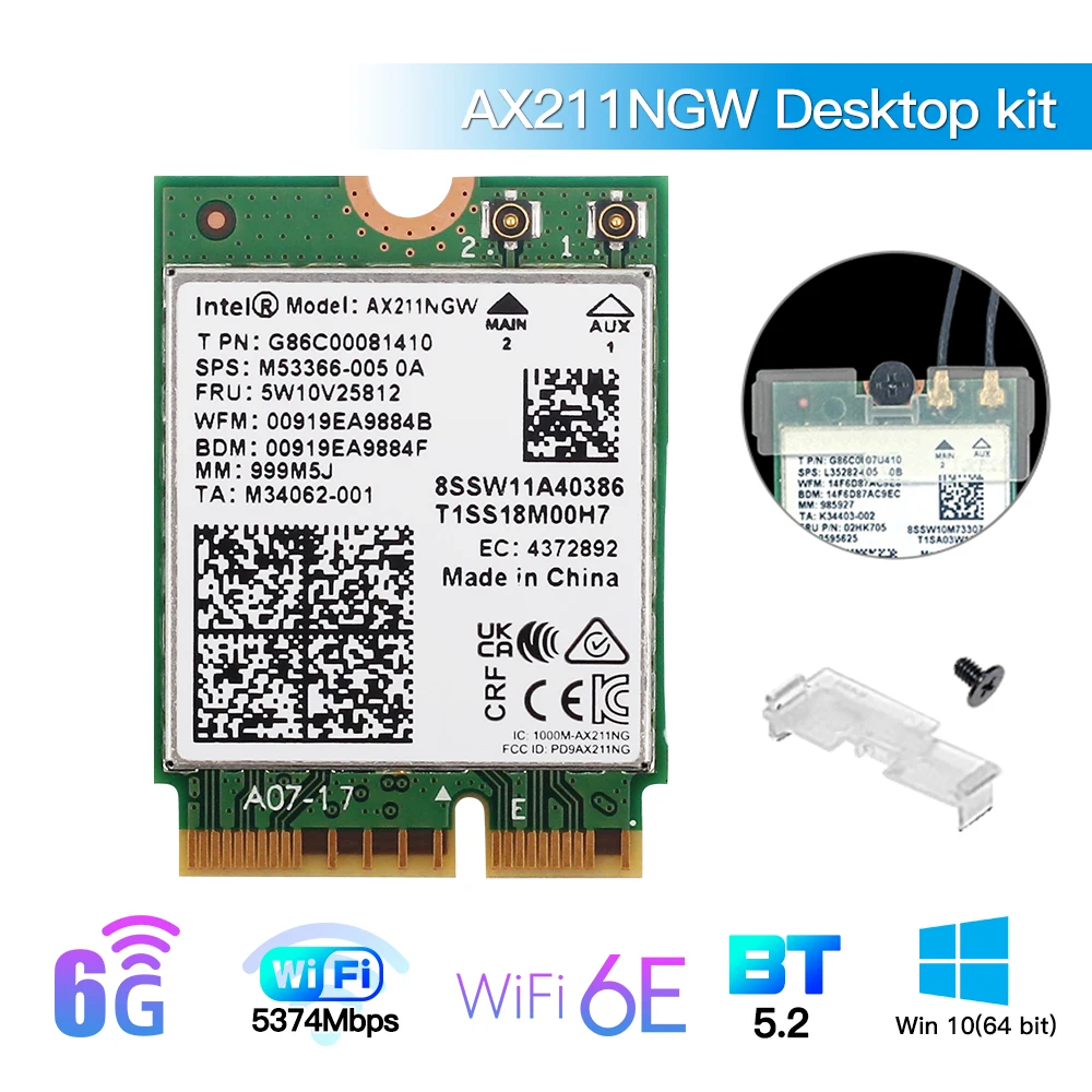 Wi-Fi 6E Intel AX211 CNVIo2 M.2 слот трехдиапазонный с Bluetooth 5 2 сетевой беспроводной адаптер