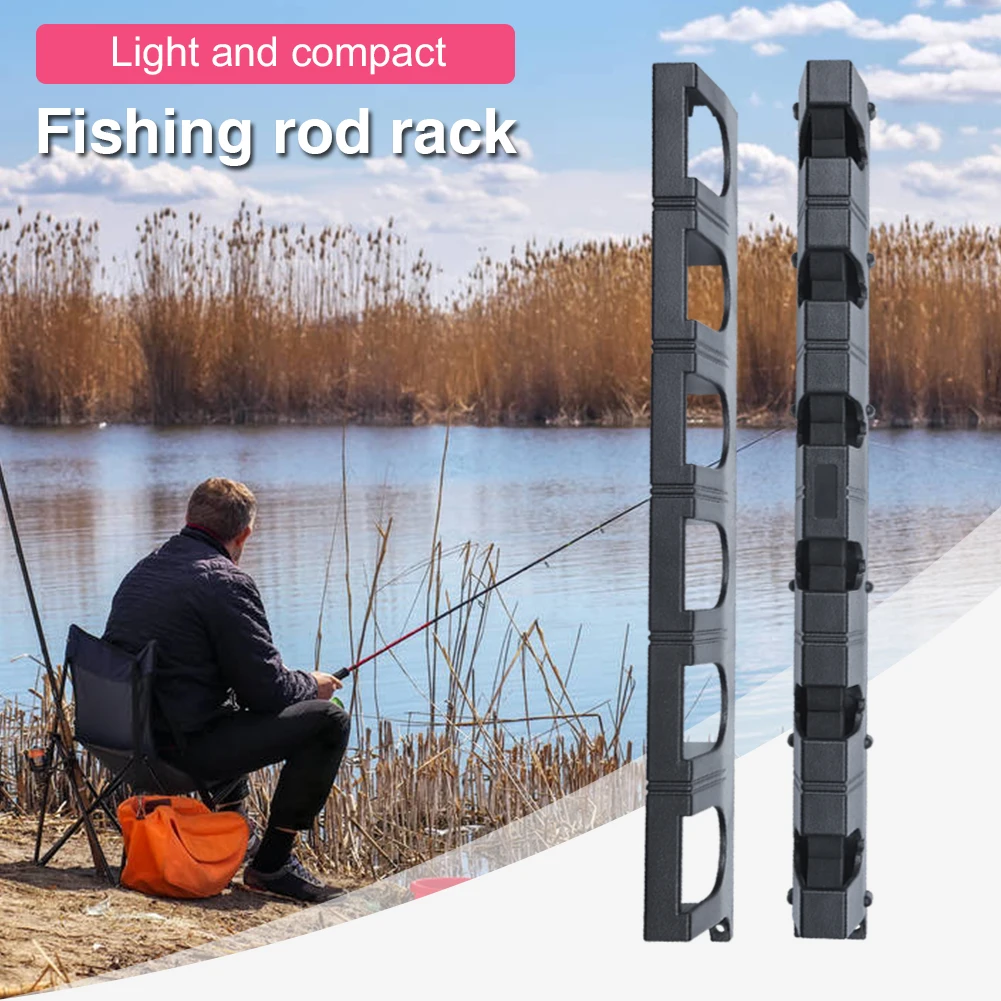 

6-Rod Fishing Pole Vertical Holder Rack Wall Mount Fish Rods Modular Display Shelf Bracket