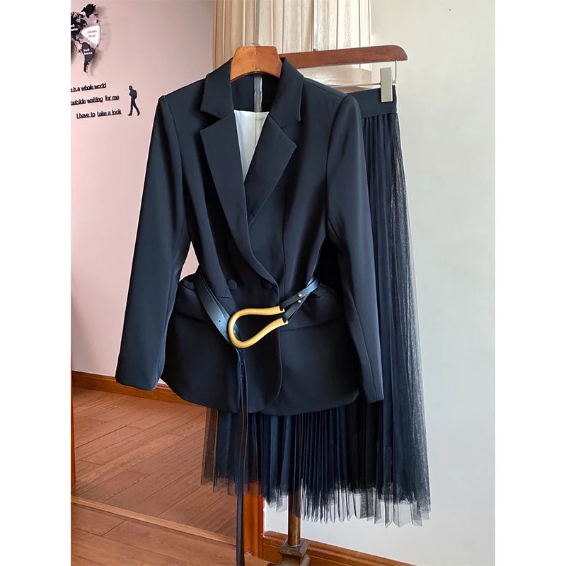 

High-end quality women's skirts 2021 spring new jacket coat + half skirt two-piece suit