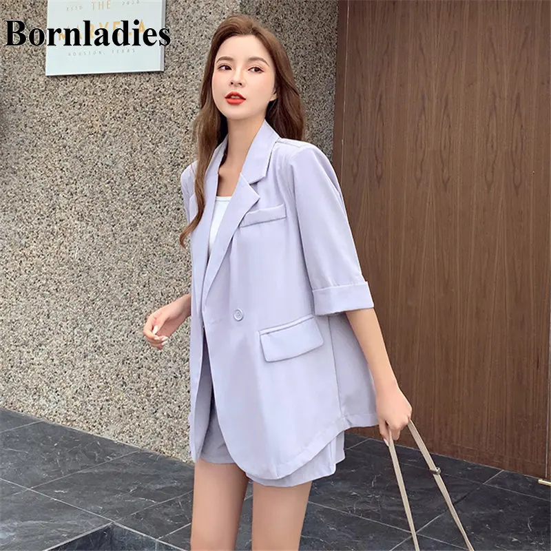 Bornladies OL фиолетовая тонкая летняя уличная одежда шикарные Элегантные Короткие