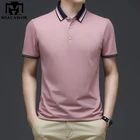 Рубашка-поло мужская с коротким рукавом, однотонная приталенная классическая, одежда, T1049, лето