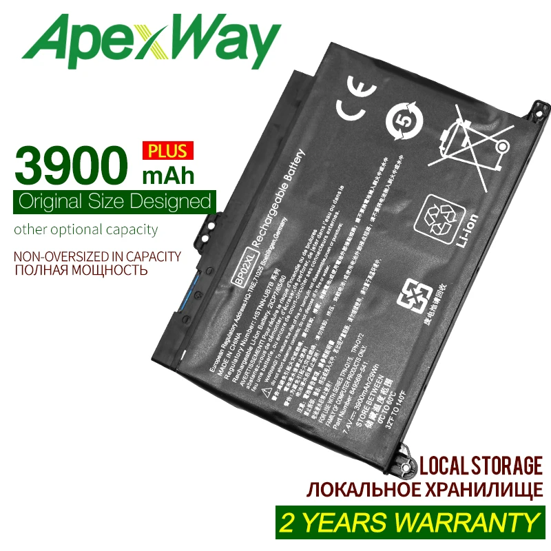 ApexWay 7 4 V 3900 mAh BP02XL Аккумулятор для ноутбука HP Pavilion Notebook PC 15 BP02041XL HSTNN LB7H849569