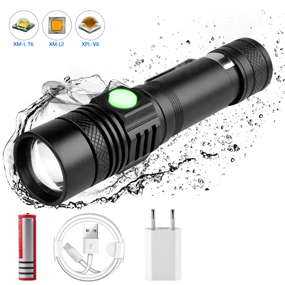 Package C 5000LM супер яркая светодиодная вспышка светильник USB linterna фонарик светодиодный фонарь T6/L2/V6 Мощность советы масштабируемой велосипедные светильник 18650 Перезаряжаемые - Испускаемый цвет: Package C