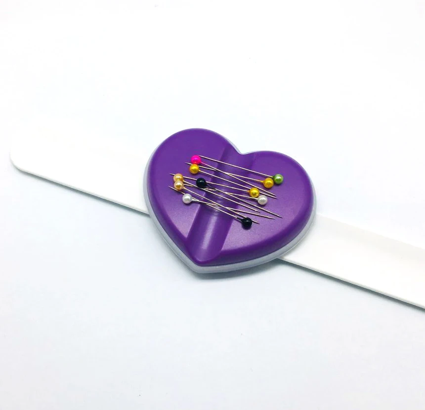 HM-55 purple Новое сердце магнитного запястья Pin держатель швейная булавка Подушка Caddy чехол для хранения швейных инструментов# HM-55 - Цвет: HM-55 purple