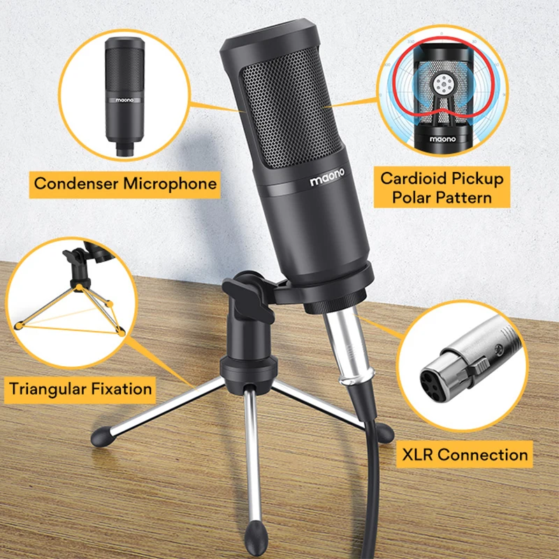 maono sound card kit condenser microphone 3 5mm xlr cardioid mic for compute mobile phone audio recording streaming au pm360tr free global shipping