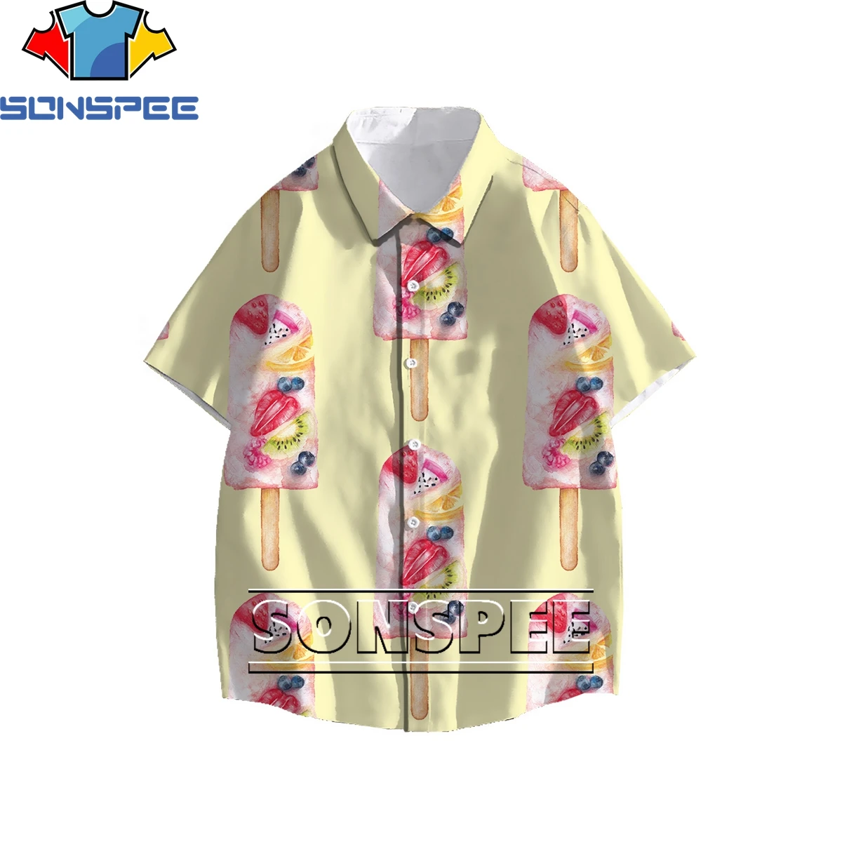 

SONSPEE Pretty Flowers Pattern Stitching Style 3D Print Men Women's Shirt Summer Original Personality Hawaiian Beach Buttons Top