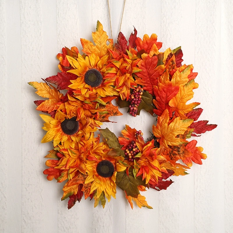 

Осень, украшения, осень моделирование венок 50 см/19,6 дюймов гирлянды из ротанга искусственный дверь венок для домашние украшения для хэллоуи...