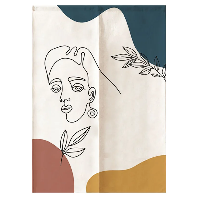 

Simple Modern Door Curtain Geometric Lines Character Home Decorate Curtain Abstract Art Curtain