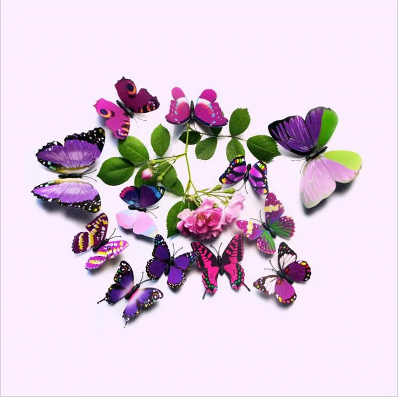 12 шт./компл. красивый художественный дизайн 3D многоцветный ПВХ Магнит бабочка