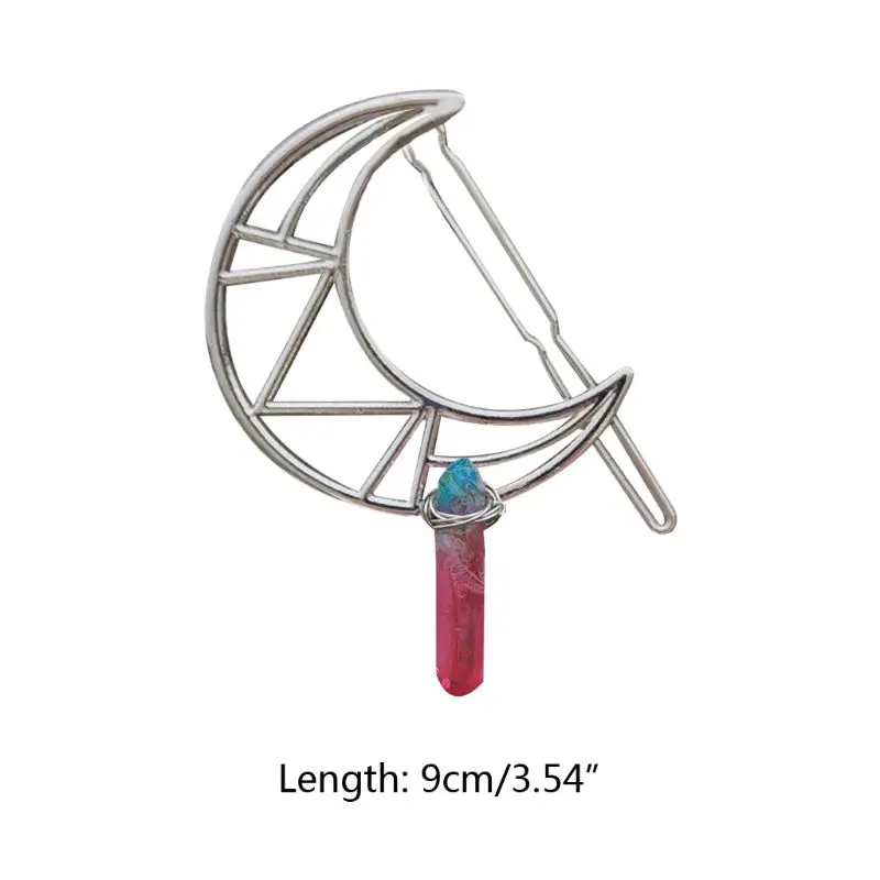 Винтажная заколка для волос в виде полумесяца искусственного кварца