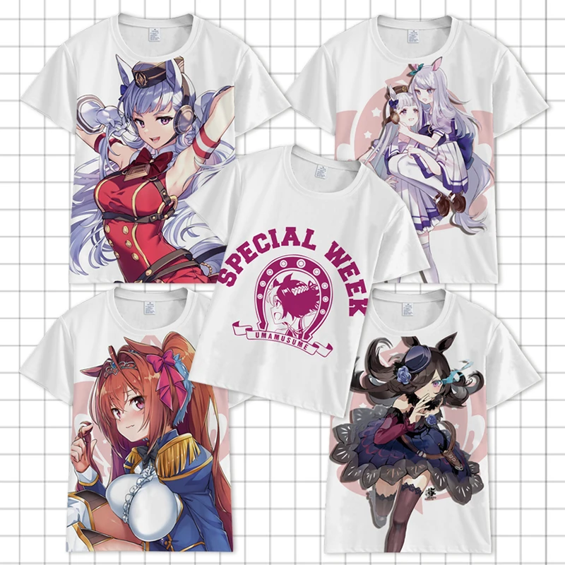 Anime Umamusume: Pretty Derby Special Week T-Shirt Tee Fashion Men Women Casual Summer Short Sleeve Pullovers Cosplay Tops