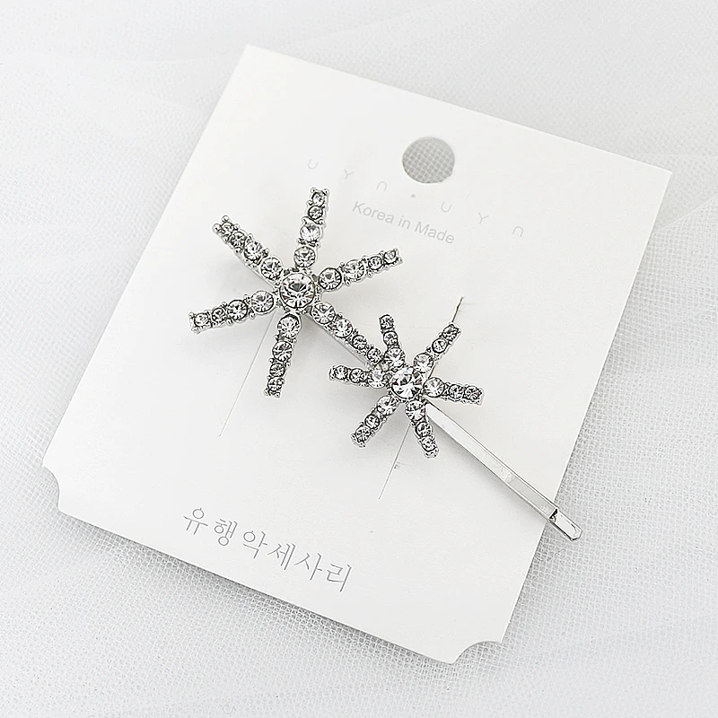 Silver Two Snow 1PC Ins модные серебряные снежные стразы, заколки для волос для женщин и девочек, Элегантные Заколки для волос, стильные аксессуары, заколка, аксессуары для волос - Цвет: Silver Two Snow 1PC