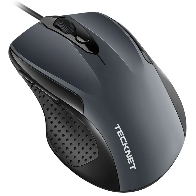 Grey TeckNet Pro S2 мышь проводная USB мышь для компьютера PC мышь 2000 dpi 1000 dpi эргономичная форма мыши 6 кнопок мыши для Asus Xiaomi - Цвет: Grey