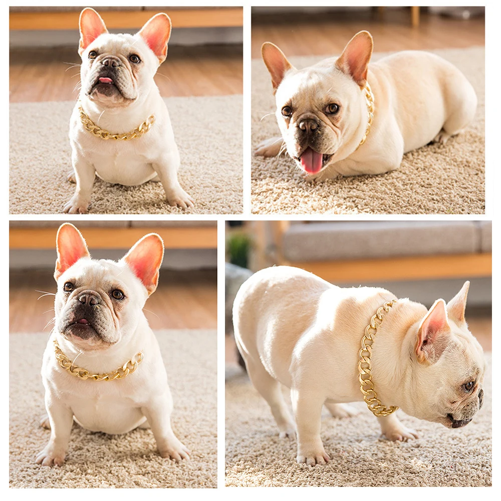 Золотая цепочка для собак регулируемый ошейник металлические аксессуары