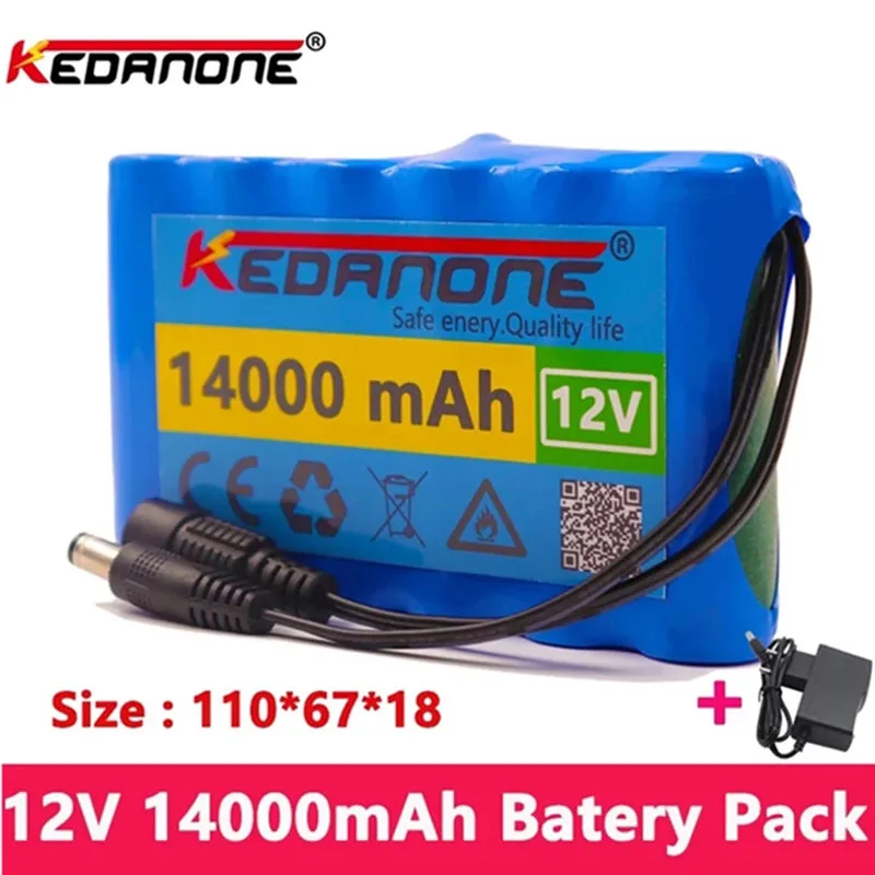 

Authentic 18650 12V 14000mah Li-Ion Battery Rechargeable DC 12.6 V 14Ah 3S2P Camera,CCTV , Monitor Spare Batteryes Pack+Charger