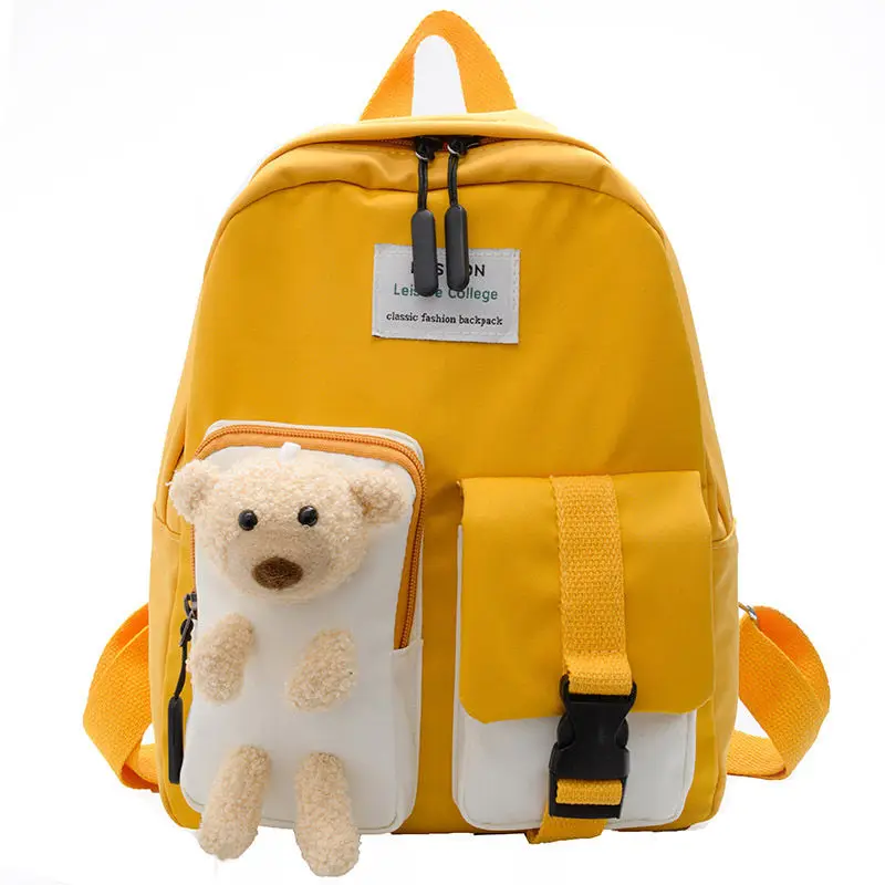 Хлопковые школьные ранцы для детей и детского сада, детские рюкзаки с мультипликационным рисунком, школьные ранцы с милым медведем для дево...