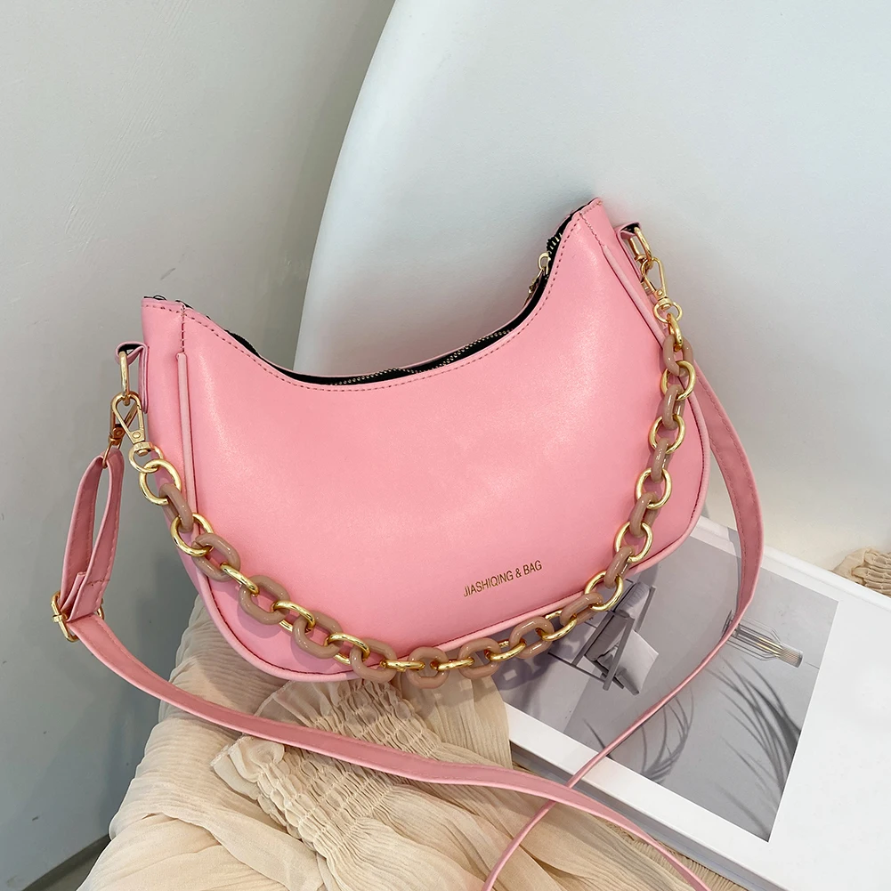 

Модная женская сумка-мессенджер через плечо из искусственной кожи, повседневная женская плотная цепочка, однотонные сумки-Хобо, кошелек