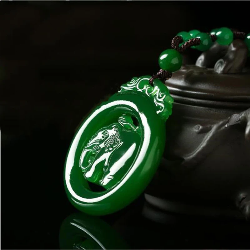 Натуральный китайский зеленый нефритовый слон кулон ожерелье двухстороннее