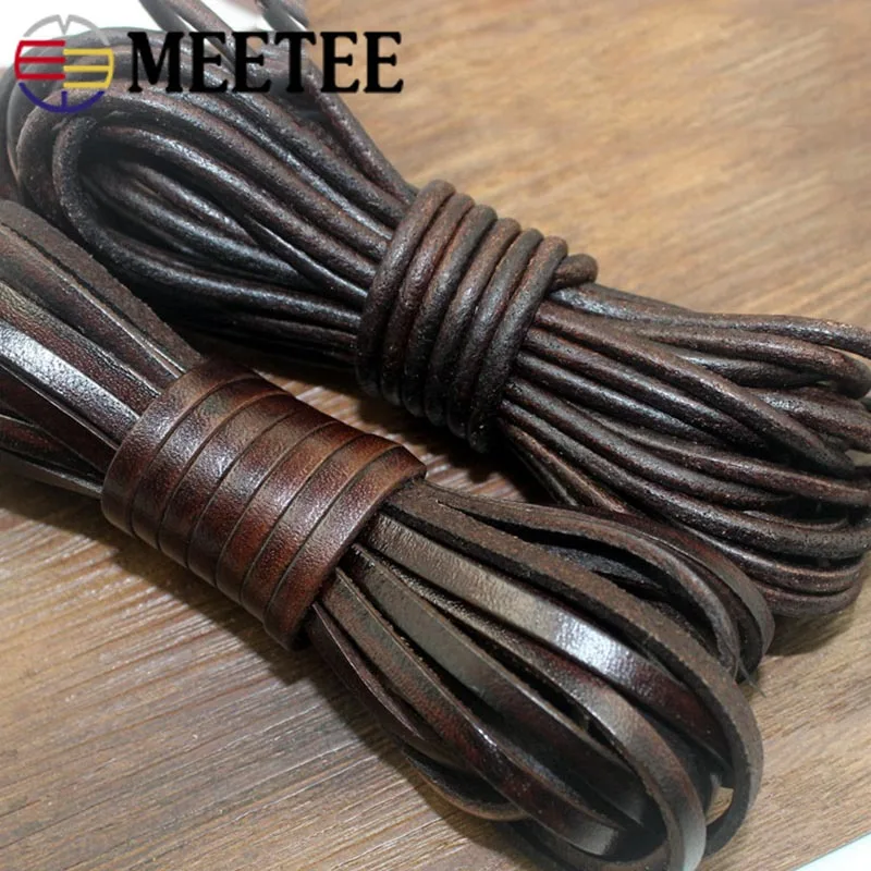 Meetee 1 5 10 мм метров круглый плоский кожаный браслет DIY ожерелье ювелирные изделия