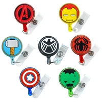 50pcslot marvel id card holder retractable employee card nurse chest card student bus card holder cute mobile phone lanyard