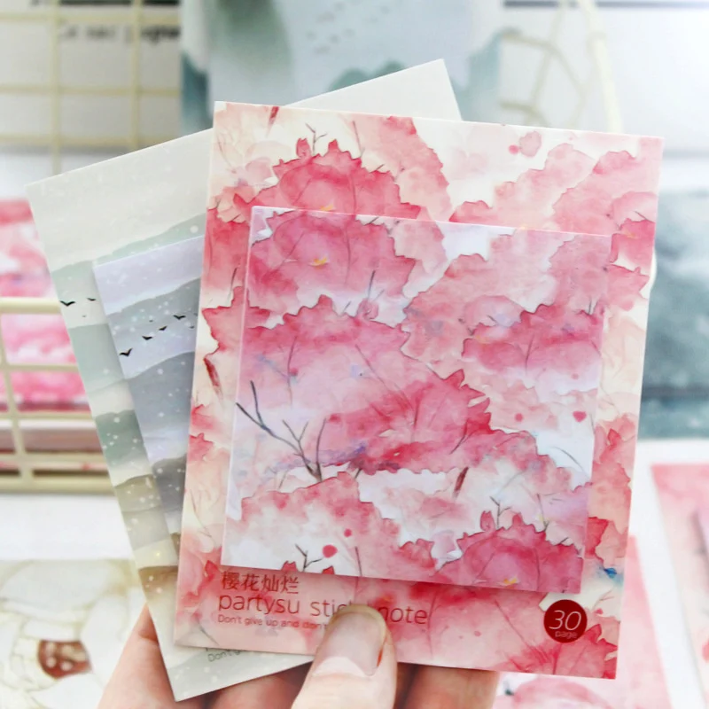 50 шт. милый кавайный пейзаж липкая заметка Post it заметки стикер для канцелярских