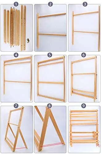 

60x54cm Tapestry Knitting Machine Weaving Loom with Stand Solid Wood Arts & Crafts Weaving Frame Loom Beginner Supplies DIY