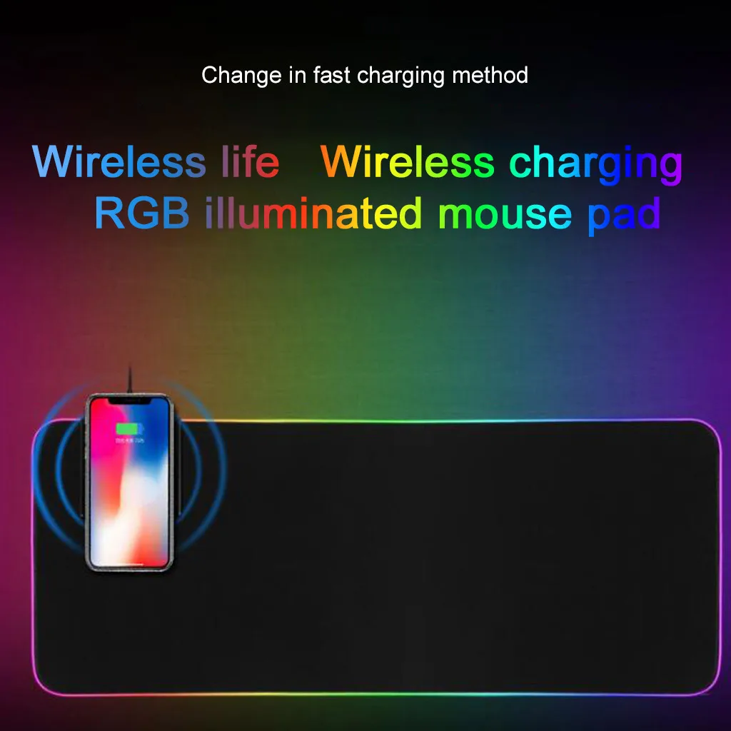Игровой коврик для мыши большой с RGB-подсветкой игровой беспроводной зарядкой DE5