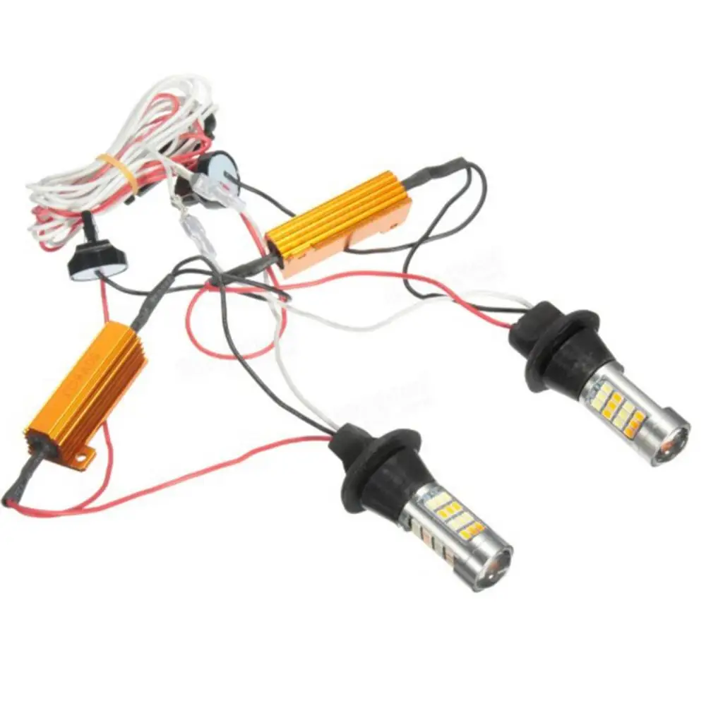 LED Двухцветный Желто-Белый Стробоскопический Мигающий 1156 BA15S(90) BAU15S(150) 7440 T20LED Заменитель Ламп для Автомобильного Стоп-Сигнала/Поворотника.