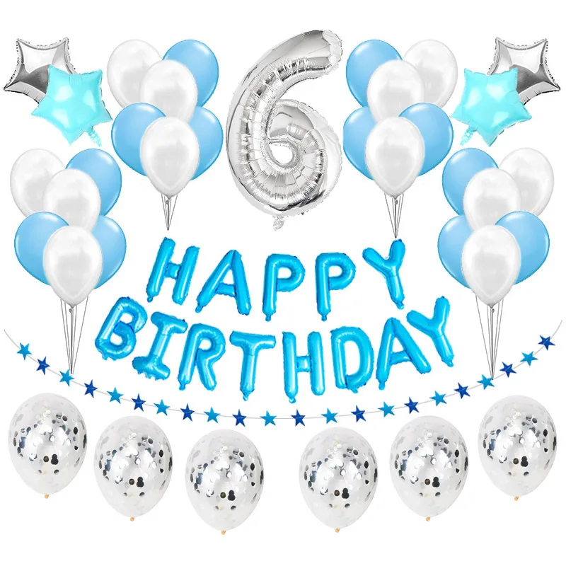 37 шт. 6 лет с днем рождения номер воздушные шары украшения для вечеринки 6th I AM Six