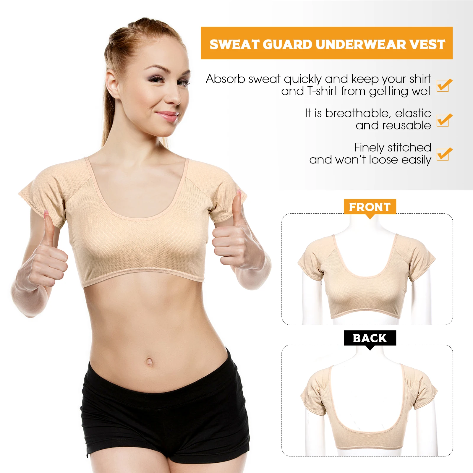 

1 Pc Sweat Guard Vest Comfortable Elastic Light Underarm Sweat Vest Sweat Shield Vest for Ladies Women