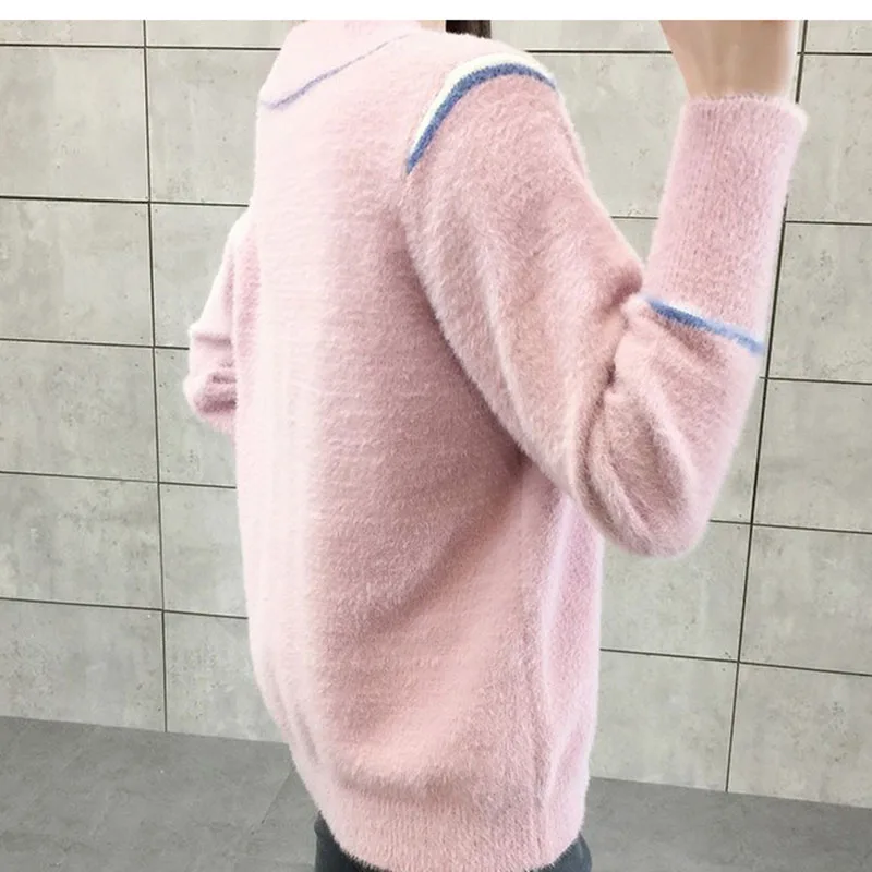 Женские свитера ярких цветов Модный осенне-зимний теплый мохеровый пуловер с