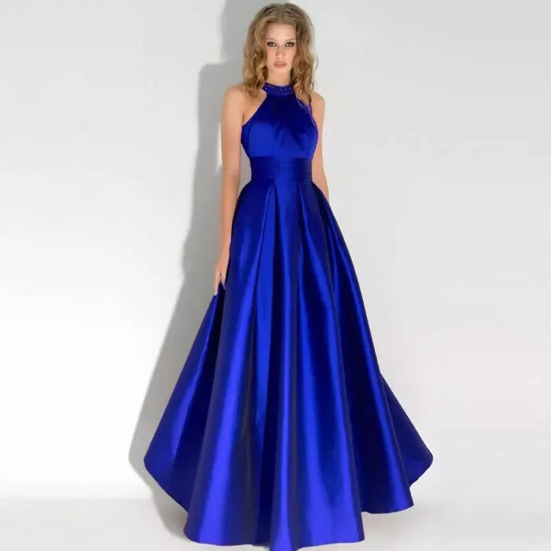 

The New A-line Satin Banquet Evening Dress Is Thin, Sleeveless, Fashionable, Simple And Generous