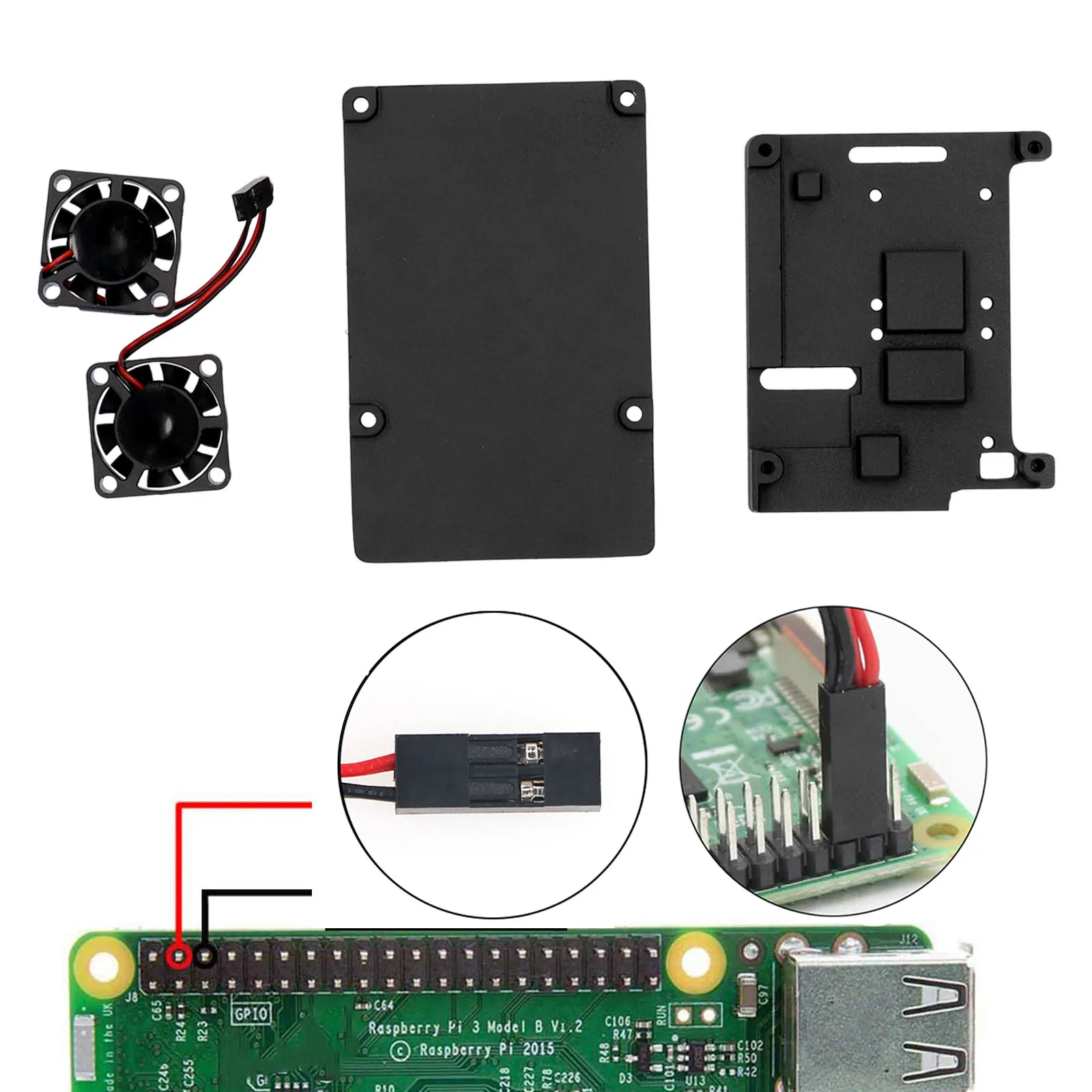 

Black Aluminum Alloy Case Armor Shell With Cooling Heatsink Dual Fans with Hex Wrench Screws for Raspberry Pi 4 Model B